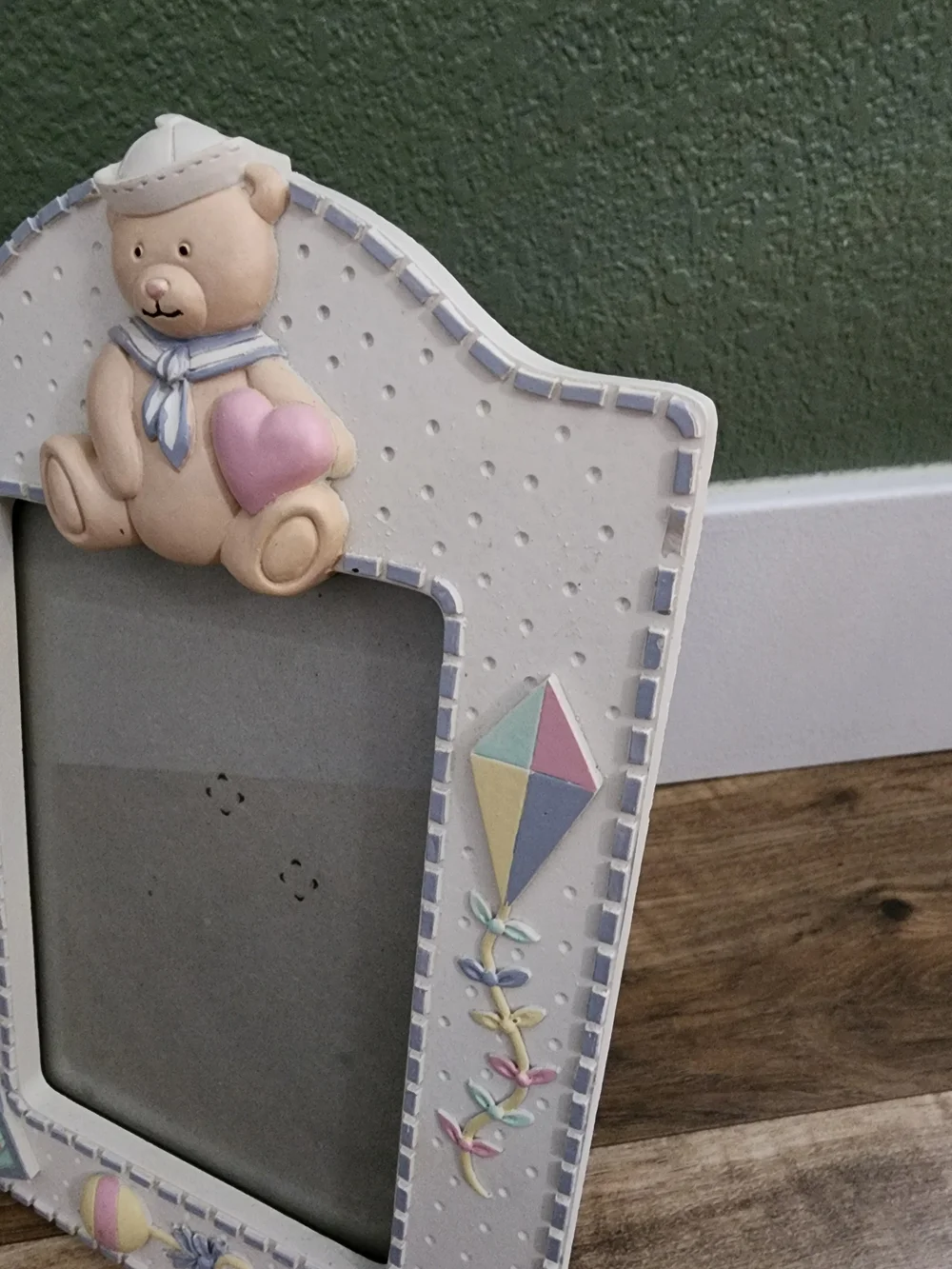 Vintage Teddy Bear Nursery Photo Frame Pastel Baby Decor 4x6 Sailor Bear